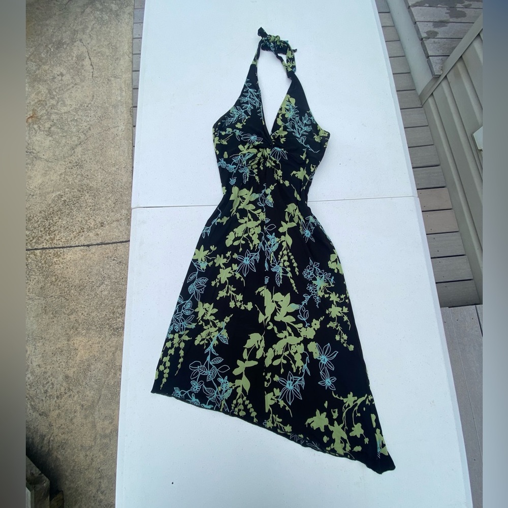 VINTAGE Y2K BEBE HALTER ASYMMETRICAL HEM DRESS SIZE SMALL